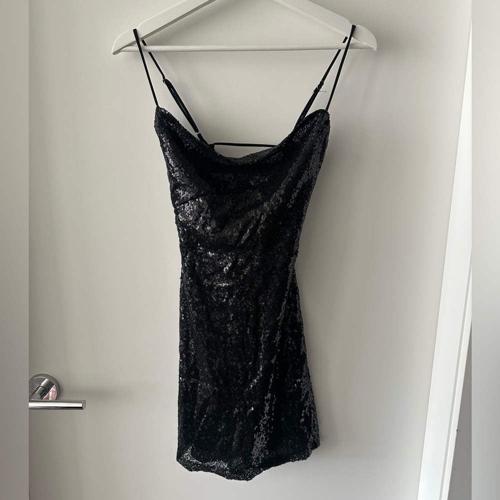 Black Sequin Mini Dress